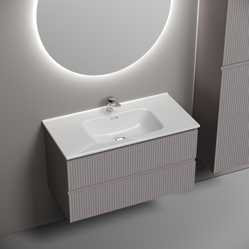 Тумба под раковину Sancos SNOB R SNR90SM 89х45х50 подвесная цвет бежевый - фото 4